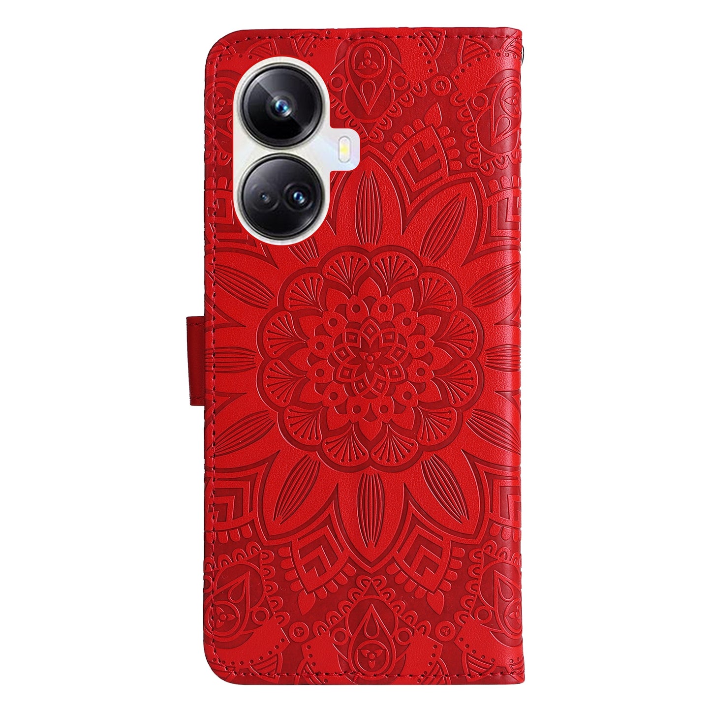 Realme 10 Pro+ 5G Sunflower Embossed Leather Wallet Phone Case with Kickstand and Card Holder