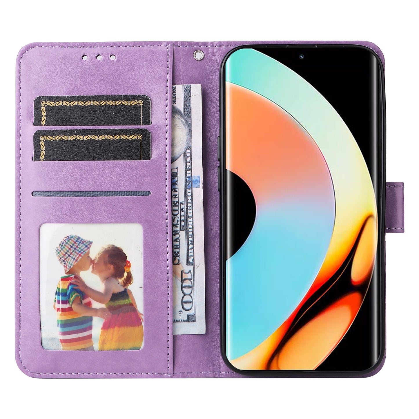 Realme 10 Pro+ 5G Sunflower Embossed Leather Wallet Phone Case with Kickstand and Card Holder