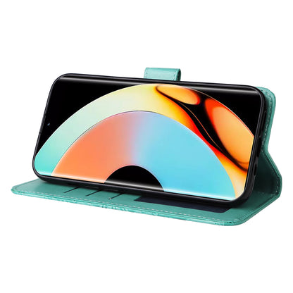 Realme 10 Pro+ 5G Sunflower Embossed Leather Wallet Phone Case with Kickstand and Card Holder