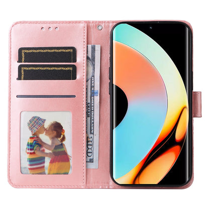 Realme 10 Pro+ 5G Sunflower Embossed Leather Wallet Phone Case with Kickstand and Card Holder