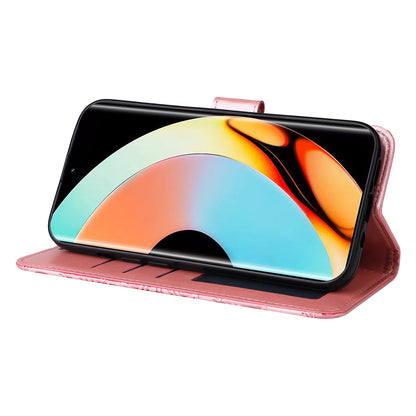 Realme 10 Pro+ 5G Sunflower Embossed Leather Wallet Phone Case with Kickstand and Card Holder