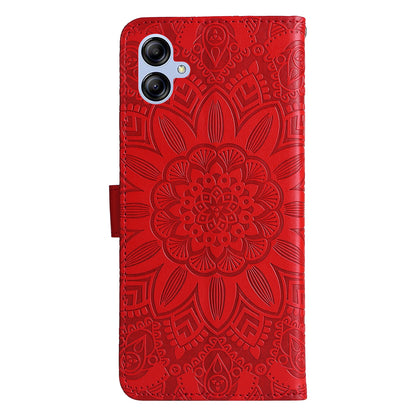 Samsung Galaxy A04e Sunflower Embossed Leather Wallet Phone Case with Kickstand and Card Holder