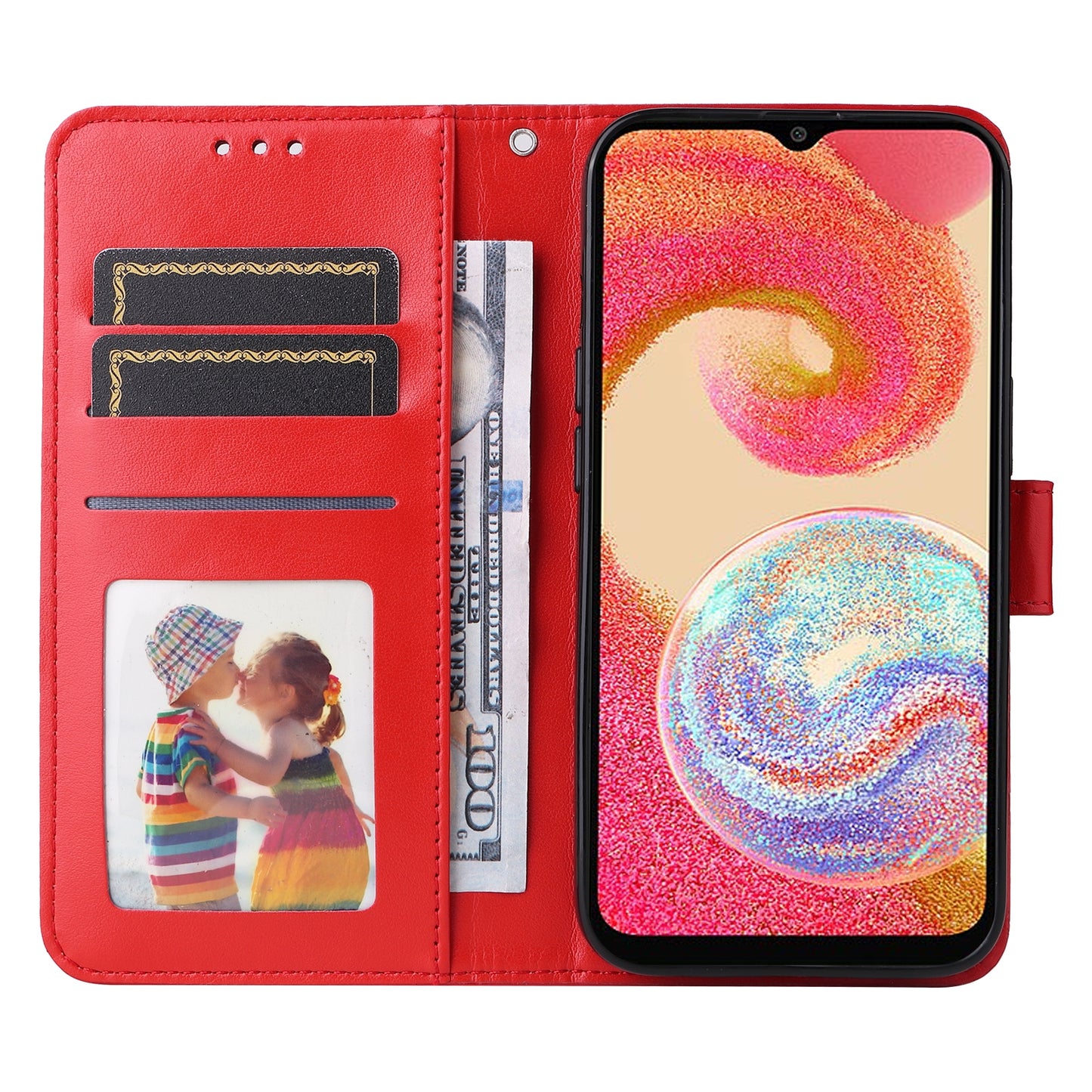 Samsung Galaxy A04e Sunflower Embossed Leather Wallet Phone Case with Kickstand and Card Holder