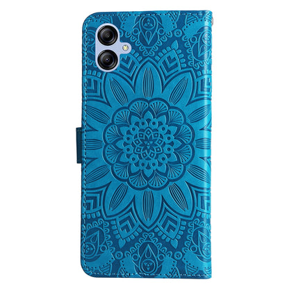 Samsung Galaxy A04e Sunflower Embossed Leather Wallet Phone Case with Kickstand and Card Holder