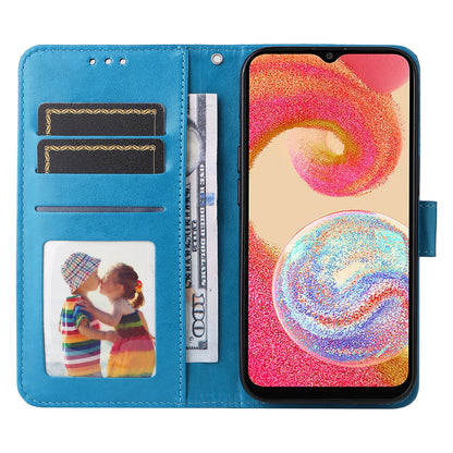 Samsung Galaxy A04e Sunflower Embossed Leather Wallet Phone Case with Kickstand and Card Holder