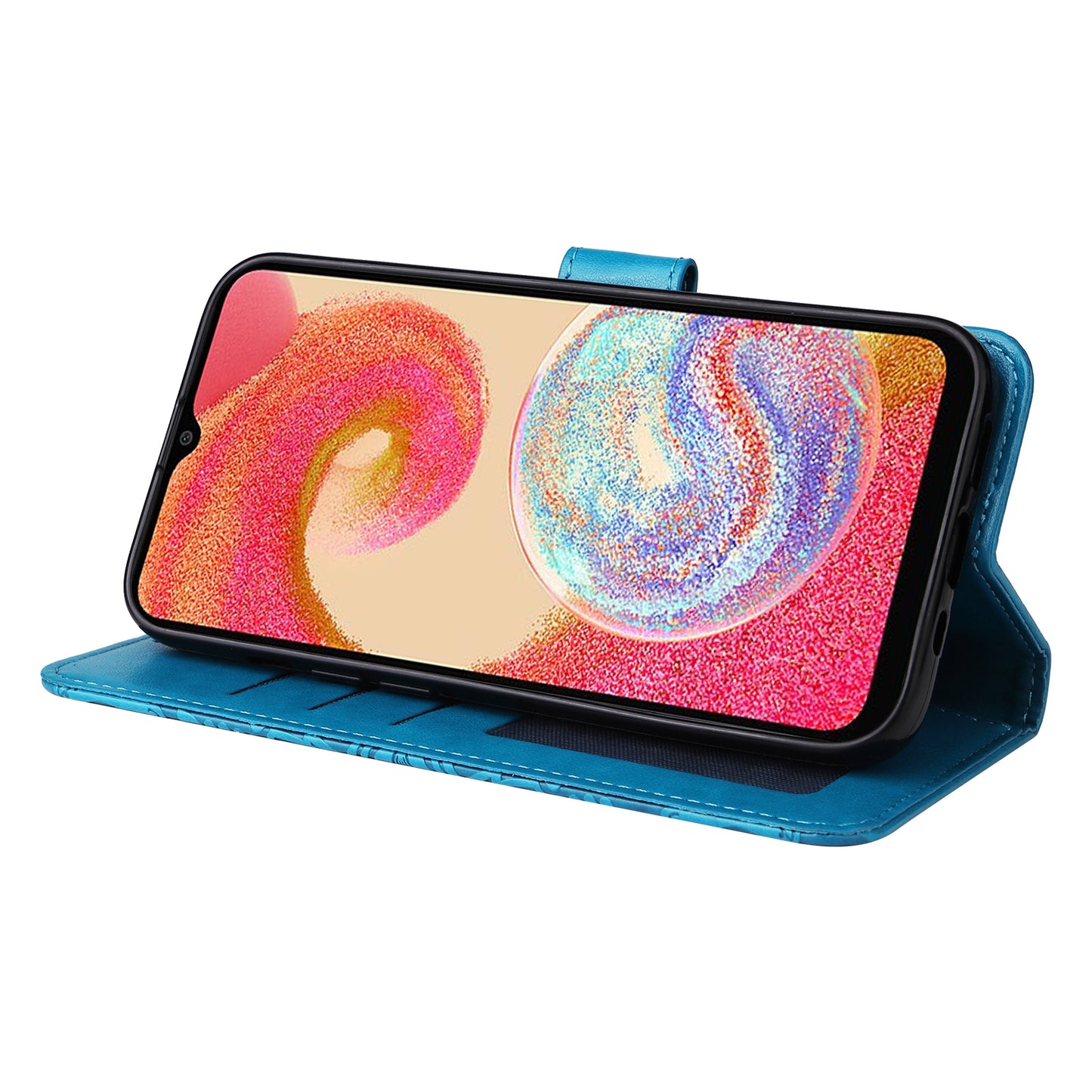 Samsung Galaxy A04e Sunflower Embossed Leather Wallet Phone Case with Kickstand and Card Holder