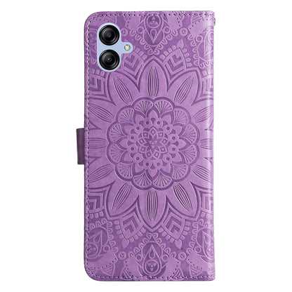 Samsung Galaxy A04e Sunflower Embossed Leather Wallet Phone Case with Kickstand and Card Holder