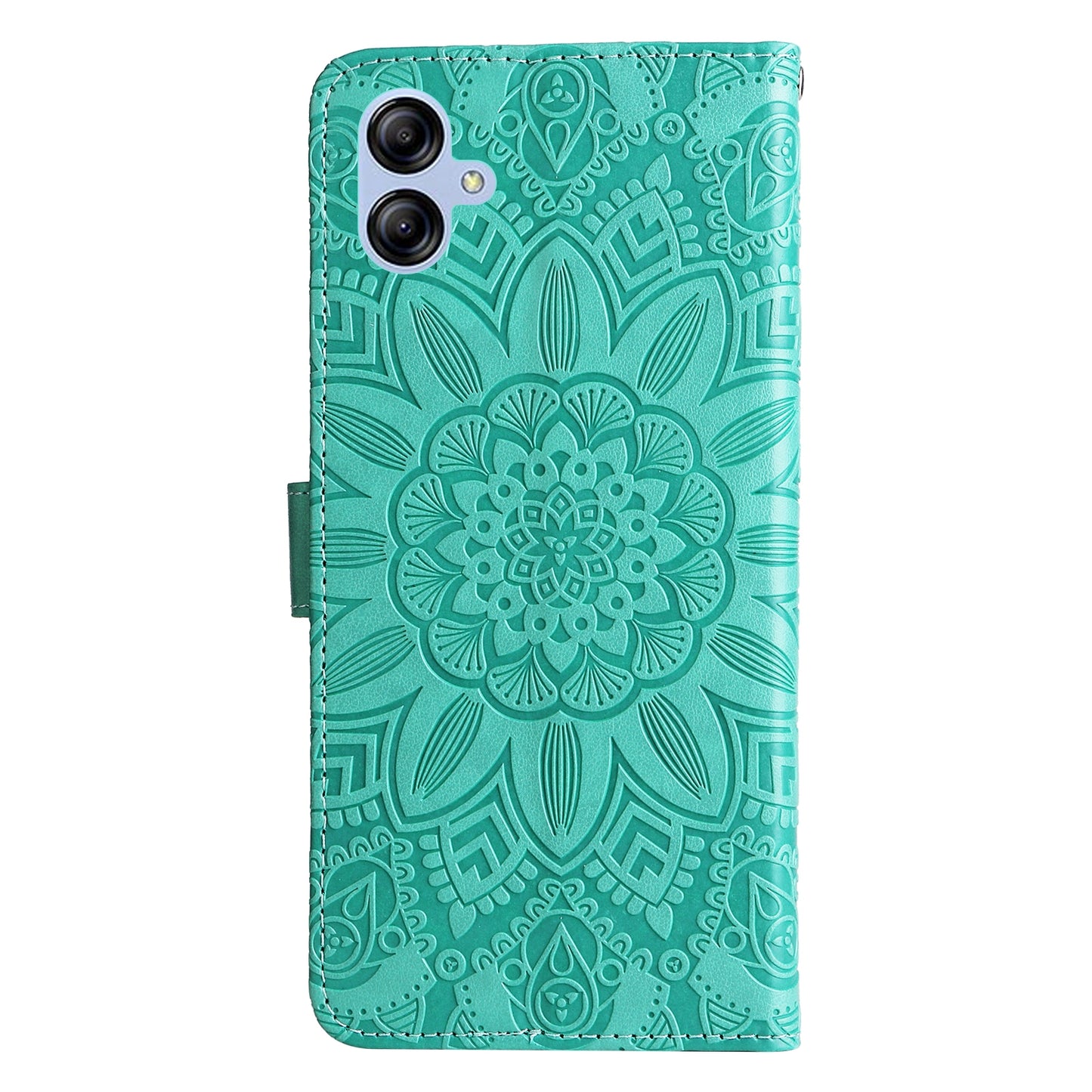 Samsung Galaxy A04e Sunflower Embossed Leather Wallet Phone Case with Kickstand and Card Holder