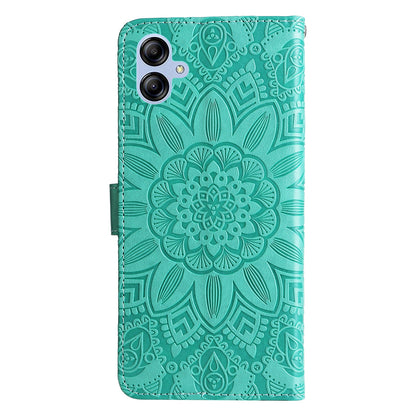 Samsung Galaxy A04e Sunflower Embossed Leather Wallet Phone Case with Kickstand and Card Holder