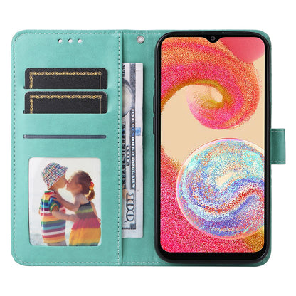 Samsung Galaxy A04e Sunflower Embossed Leather Wallet Phone Case with Kickstand and Card Holder
