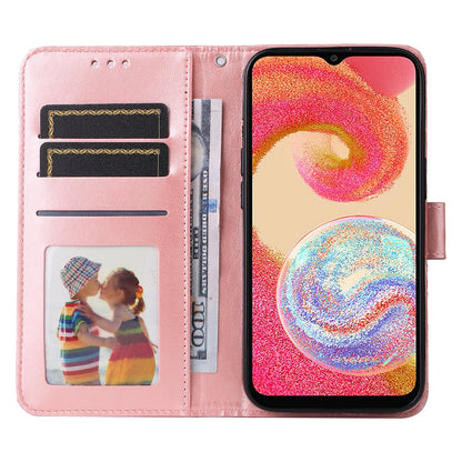 Samsung Galaxy A04e Sunflower Embossed Leather Wallet Phone Case with Kickstand and Card Holder