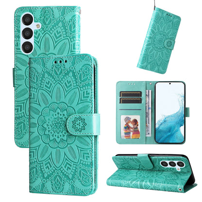 Samsung Galaxy A34 5G Sunflower Embossed Leather Wallet Phone Case with Kickstand and Card Holder