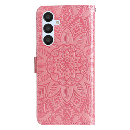 Samsung Galaxy A34 5G Sunflower Embossed Leather Wallet Phone Case with Kickstand and Card Holder