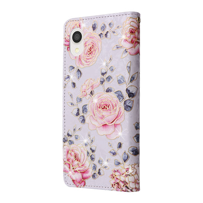 Samsung Galaxy A22e 5G Luxury Bronzing Leather Case - Floral RFID Wallet Cover with Stand & Card Slots