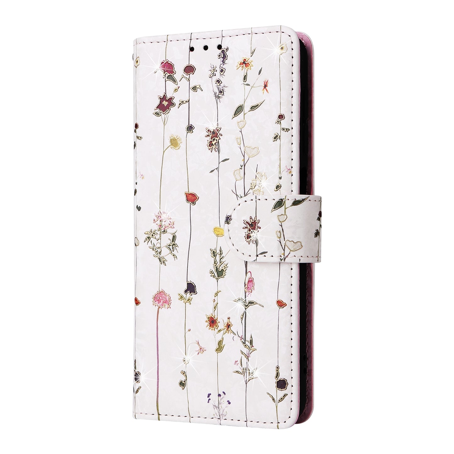 Samsung Galaxy A22e 5G Luxury Bronzing Leather Case - Floral RFID Wallet Cover with Stand & Card Slots