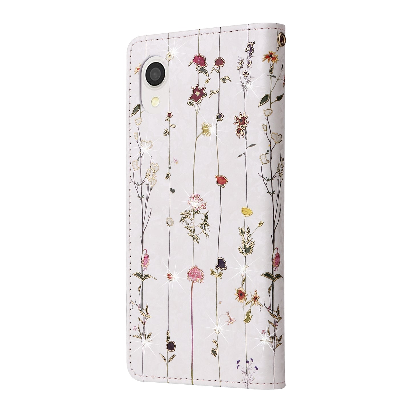 Samsung Galaxy A22e 5G Luxury Bronzing Leather Case - Floral RFID Wallet Cover with Stand & Card Slots