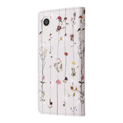 Samsung Galaxy A22e 5G Luxury Bronzing Leather Case - Floral RFID Wallet Cover with Stand & Card Slots