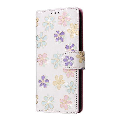 Samsung Galaxy A22e 5G Luxury Bronzing Leather Case - Floral RFID Wallet Cover with Stand & Card Slots