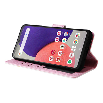 Samsung Galaxy A22e 5G Luxury Bronzing Leather Case - Floral RFID Wallet Cover with Stand & Card Slots