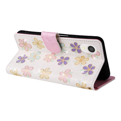 Samsung Galaxy A22e 5G Luxury Bronzing Leather Case - Floral RFID Wallet Cover with Stand & Card Slots