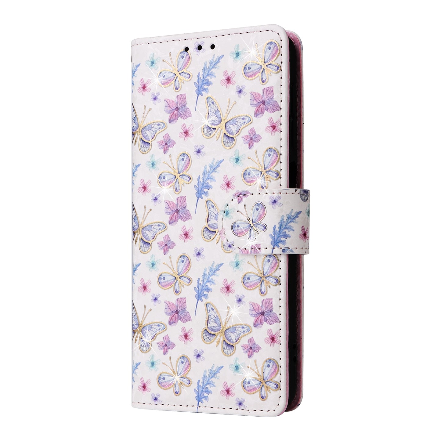 Samsung Galaxy A22e 5G Luxury Bronzing Leather Case - Floral RFID Wallet Cover with Stand & Card Slots