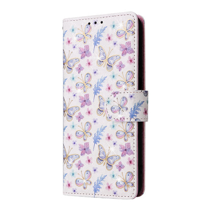 Samsung Galaxy A22e 5G Luxury Bronzing Leather Case - Floral RFID Wallet Cover with Stand & Card Slots