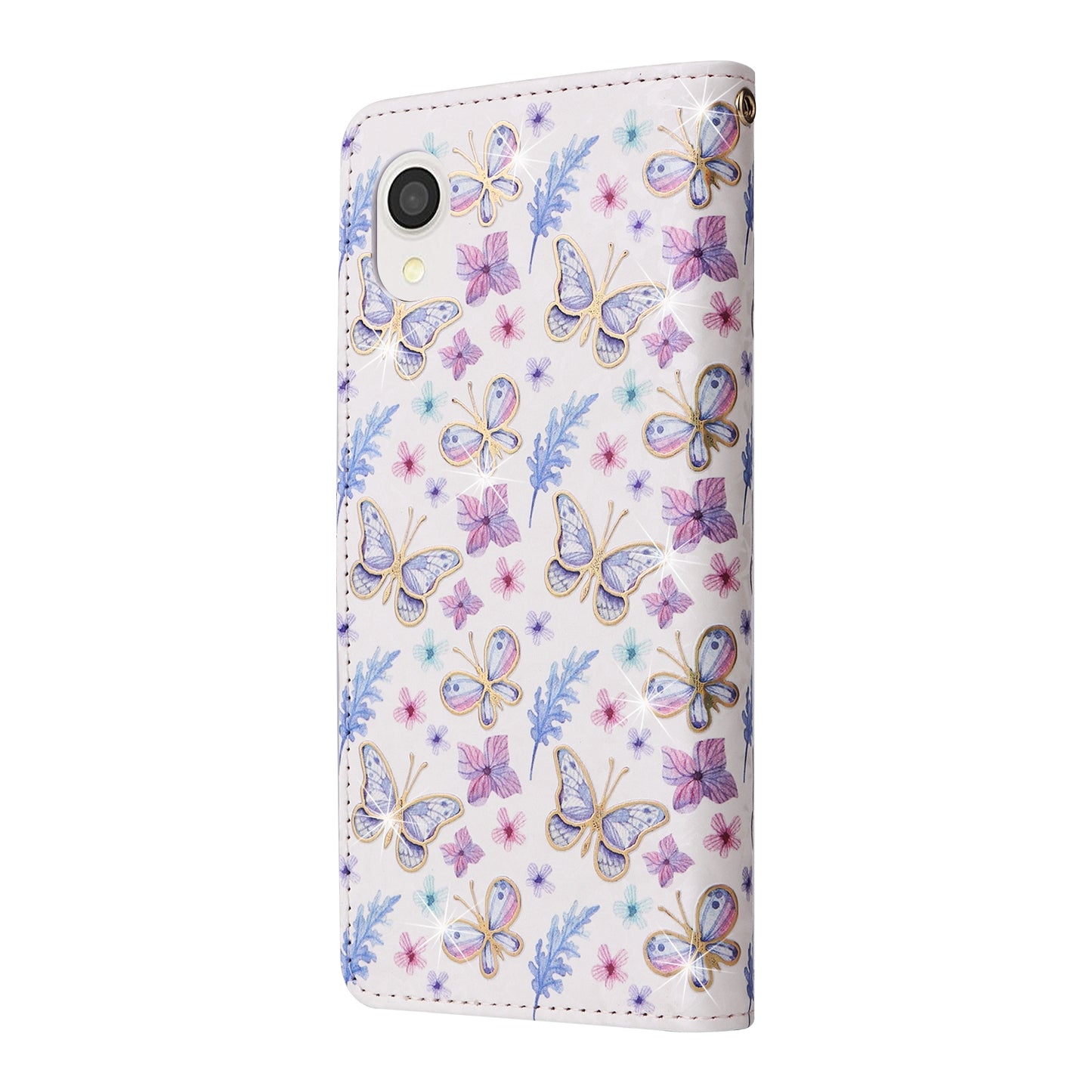 Samsung Galaxy A22e 5G Luxury Bronzing Leather Case - Floral RFID Wallet Cover with Stand & Card Slots