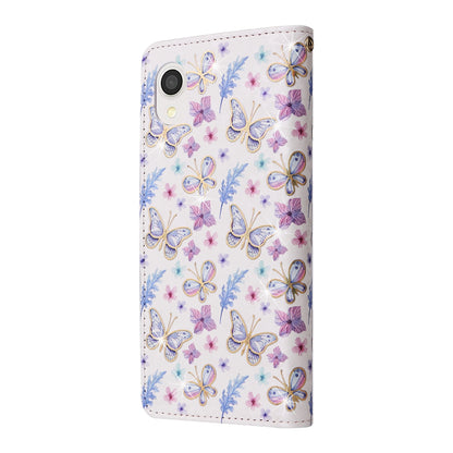 Samsung Galaxy A22e 5G Luxury Bronzing Leather Case - Floral RFID Wallet Cover with Stand & Card Slots