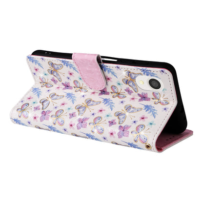 Samsung Galaxy A22e 5G Luxury Bronzing Leather Case - Floral RFID Wallet Cover with Stand & Card Slots