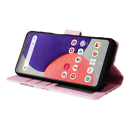 Samsung Galaxy A22e 5G Luxury Bronzing Leather Case - Floral RFID Wallet Cover with Stand & Card Slots