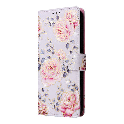 Samsung Galaxy A14 5G Luxury Bronzing Leather Case - Floral RFID Wallet Cover with Stand & Card Slots
