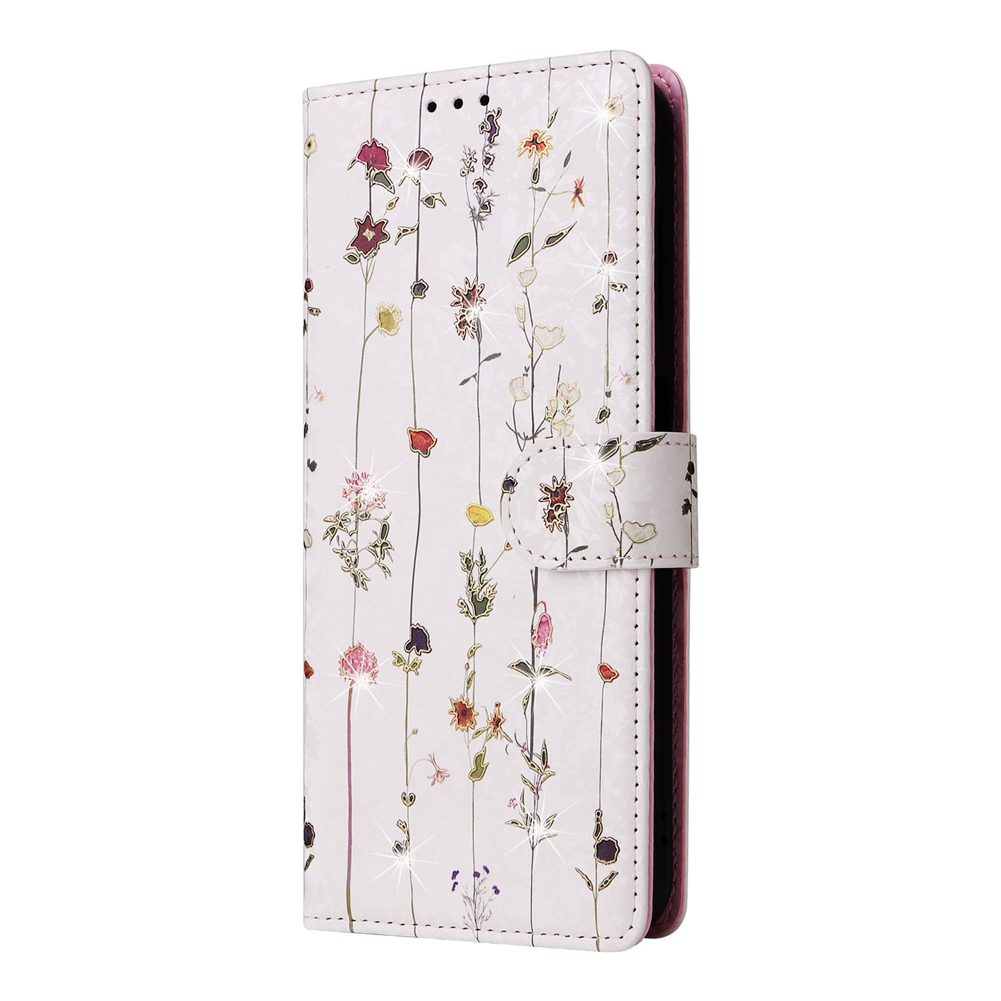 Samsung Galaxy A14 5G Luxury Bronzing Leather Case - Floral RFID Wallet Cover with Stand & Card Slots