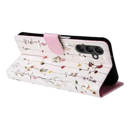 Samsung Galaxy A14 5G Luxury Bronzing Leather Case - Floral RFID Wallet Cover with Stand & Card Slots