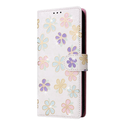 Samsung Galaxy A14 5G Luxury Bronzing Leather Case - Floral RFID Wallet Cover with Stand & Card Slots