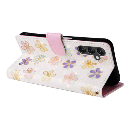 Samsung Galaxy A14 5G Luxury Bronzing Leather Case - Floral RFID Wallet Cover with Stand & Card Slots