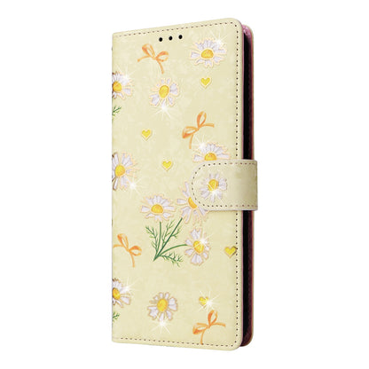 Samsung Galaxy A14 5G Luxury Bronzing Leather Case - Floral RFID Wallet Cover with Stand & Card Slots