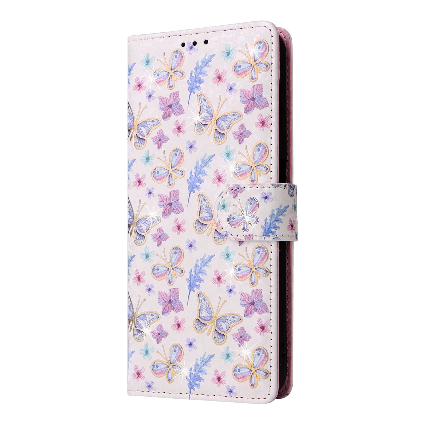 Samsung Galaxy A14 5G Luxury Bronzing Leather Case - Floral RFID Wallet Cover with Stand & Card Slots