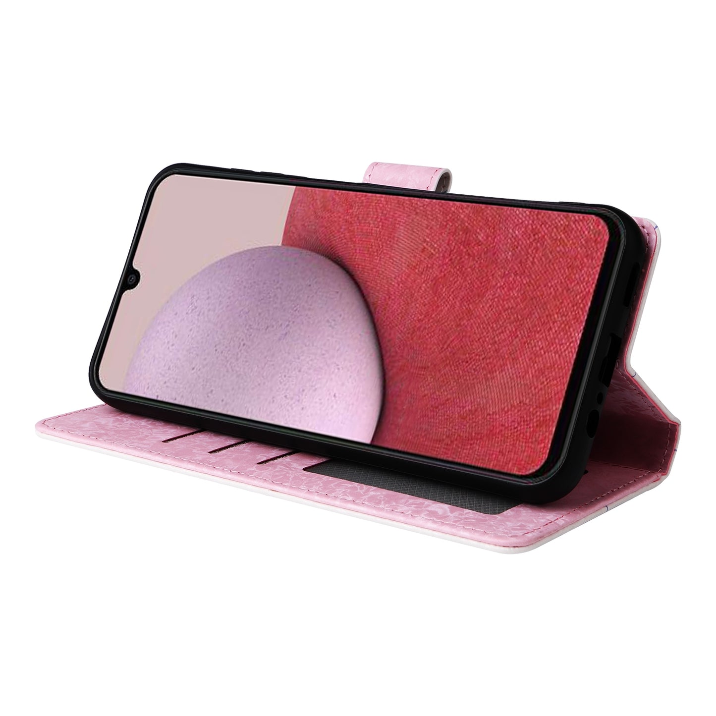 Samsung Galaxy A14 5G Luxury Bronzing Leather Case - Floral RFID Wallet Cover with Stand & Card Slots