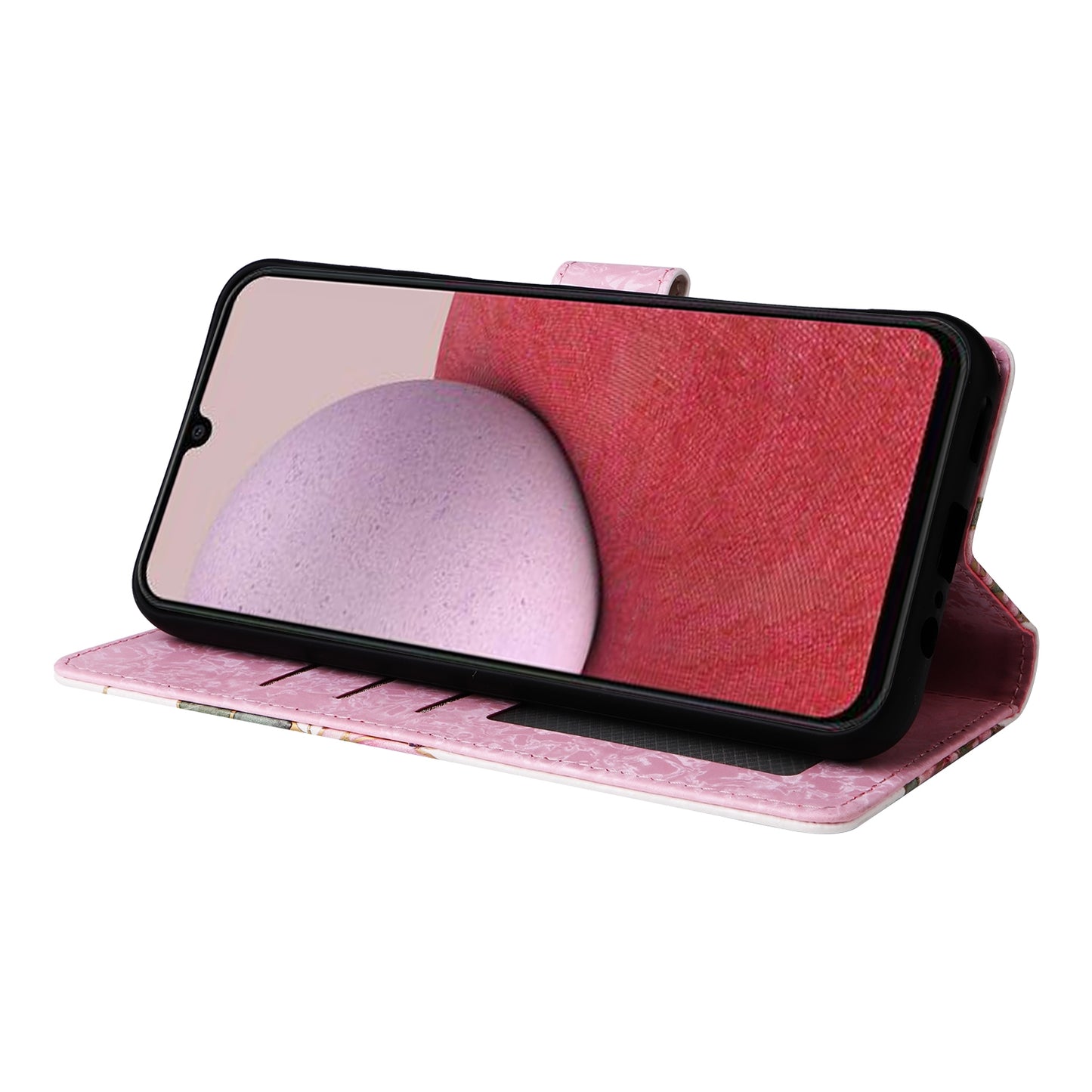 Samsung Galaxy A14 5G Luxury Bronzing Leather Case - Floral RFID Wallet Cover with Stand & Card Slots