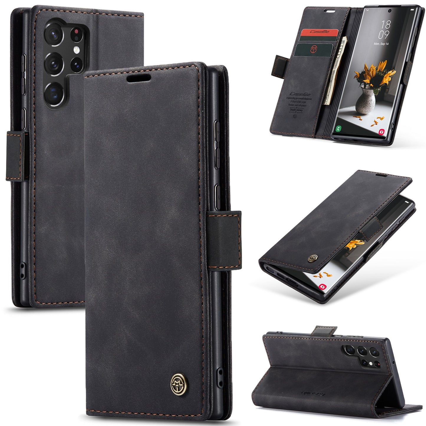 Samsung Galaxy S23 Ultra 5G Flip Leather Case - Card Holder & Wallet, Elegant Protection