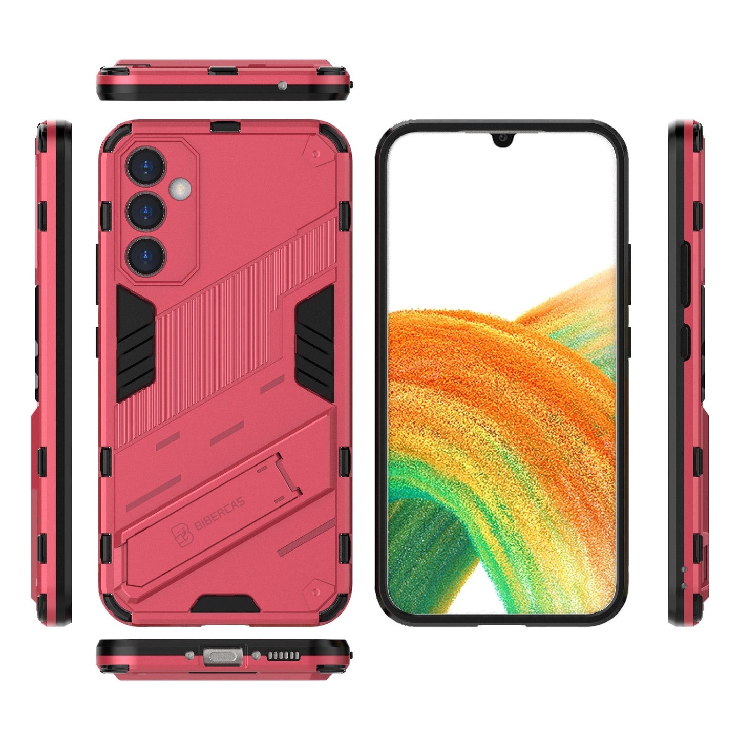 Samsung Galaxy A34 5G Shockproof Phone Case - Punk Armor 2-in-1 PC + TPU with Invisible Holder