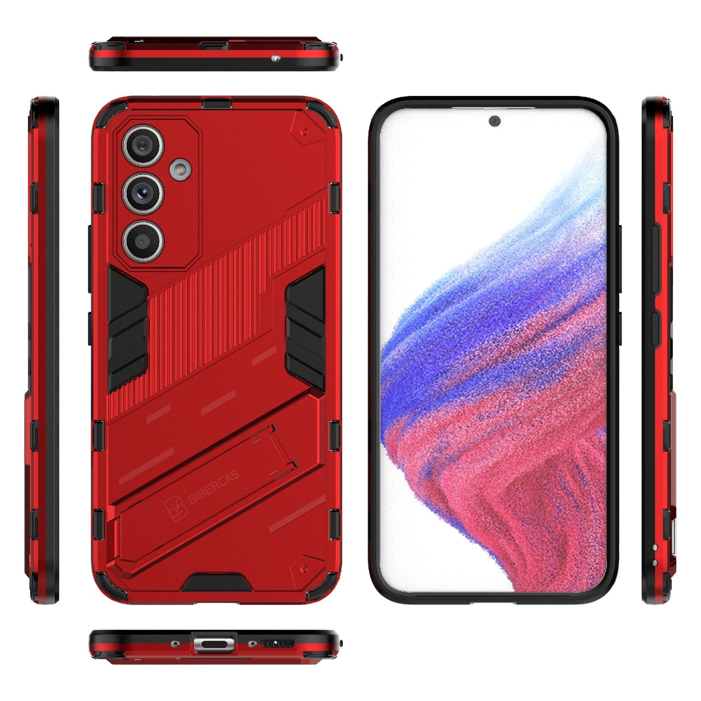 Samsung Galaxy A54 5G Shockproof Phone Case - Punk Armor 2-in-1 PC + TPU with Invisible Holder