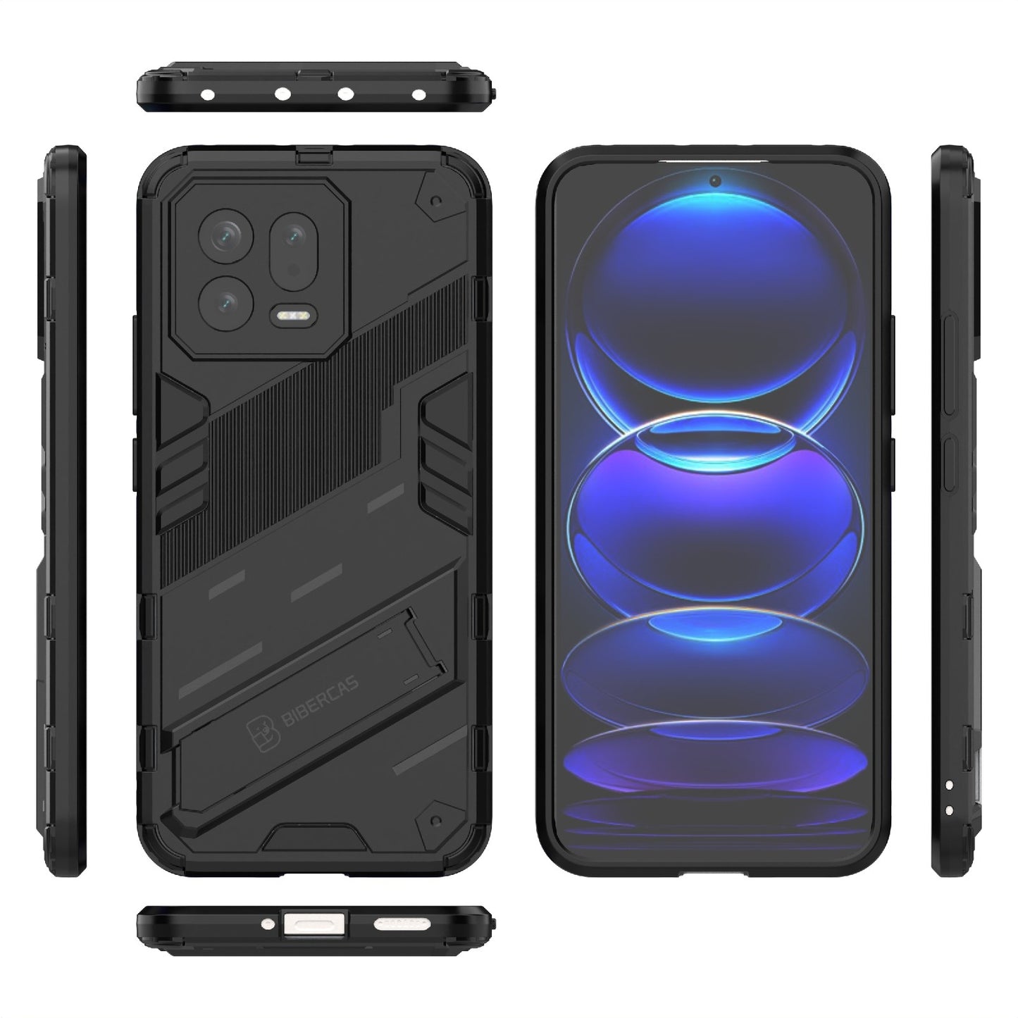 Xiaomi 13 Shockproof Phone Case - Punk Armor 2-in-1 PC + TPU with Invisible Holder