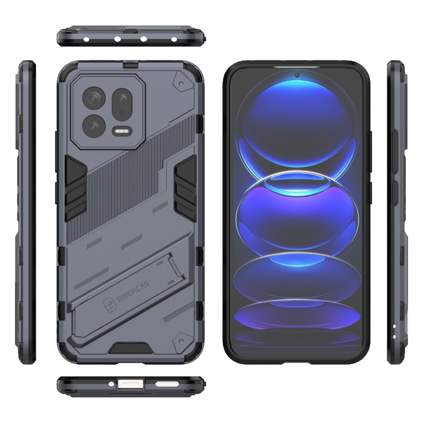 Xiaomi 13 Shockproof Phone Case - Punk Armor 2-in-1 PC + TPU with Invisible Holder