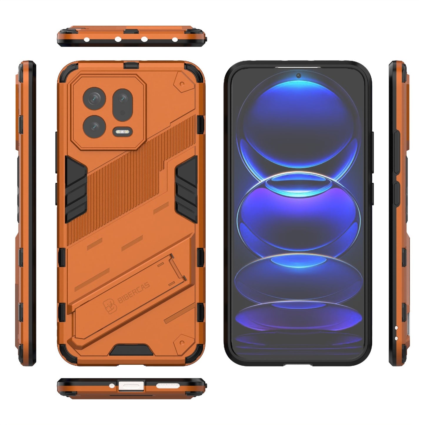 Xiaomi 13 Shockproof Phone Case - Punk Armor 2-in-1 PC + TPU with Invisible Holder