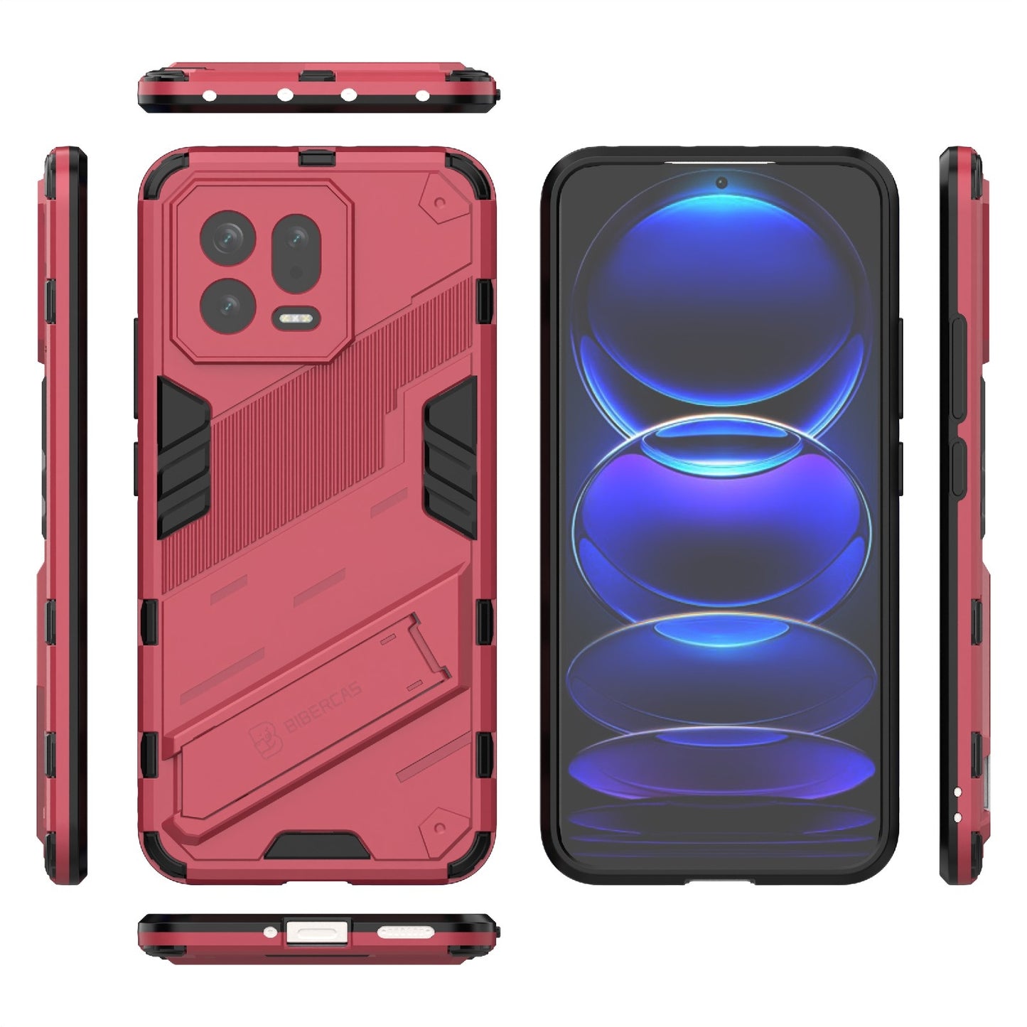 Xiaomi 13 Shockproof Phone Case - Punk Armor 2-in-1 PC + TPU with Invisible Holder