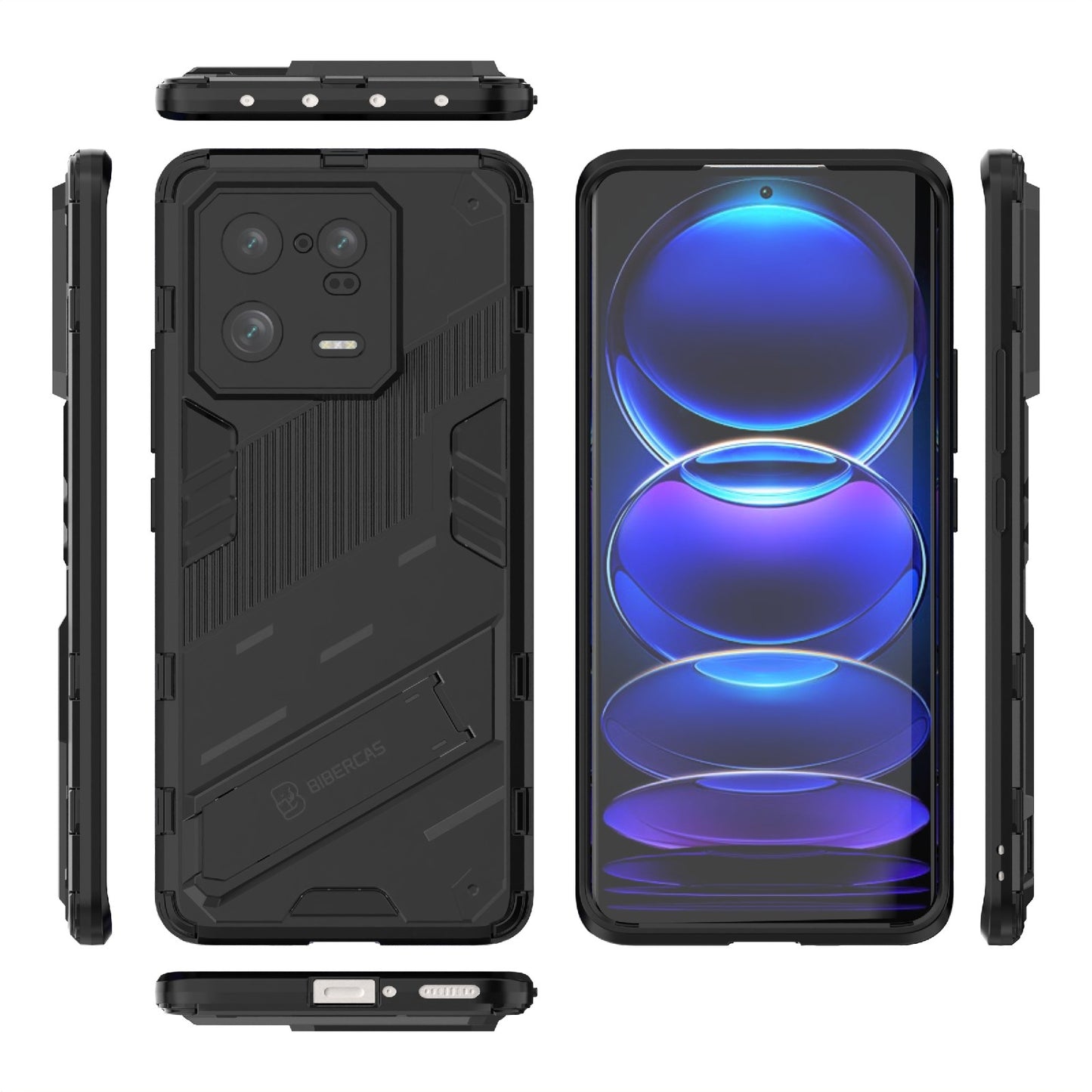 Xiaomi 13 Pro Shockproof Phone Case - Punk Armor 2-in-1 PC + TPU with Invisible Holder