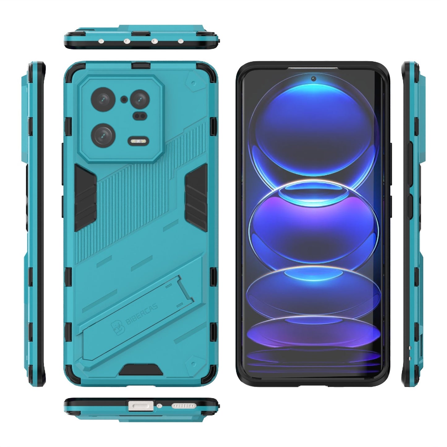 Xiaomi 13 Pro Shockproof Phone Case - Punk Armor 2-in-1 PC + TPU with Invisible Holder