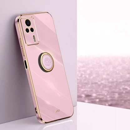 Xiaomi Redmi K60E Tough TPU Phone Case with 6D Electroplate, Straight Edge Design, and Comfortable Ring Holder