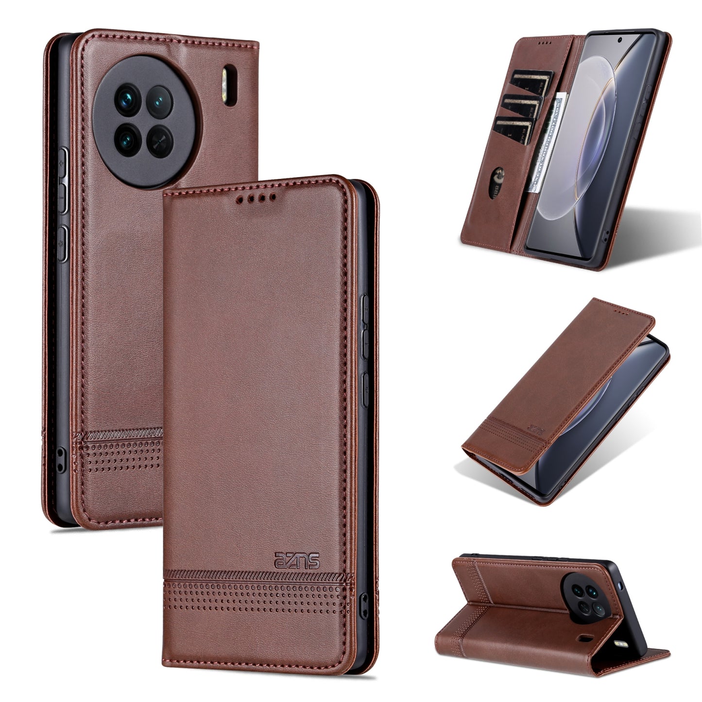 Vivo X90 Leather Wallet Case with Card Holder & Magnetic Closure